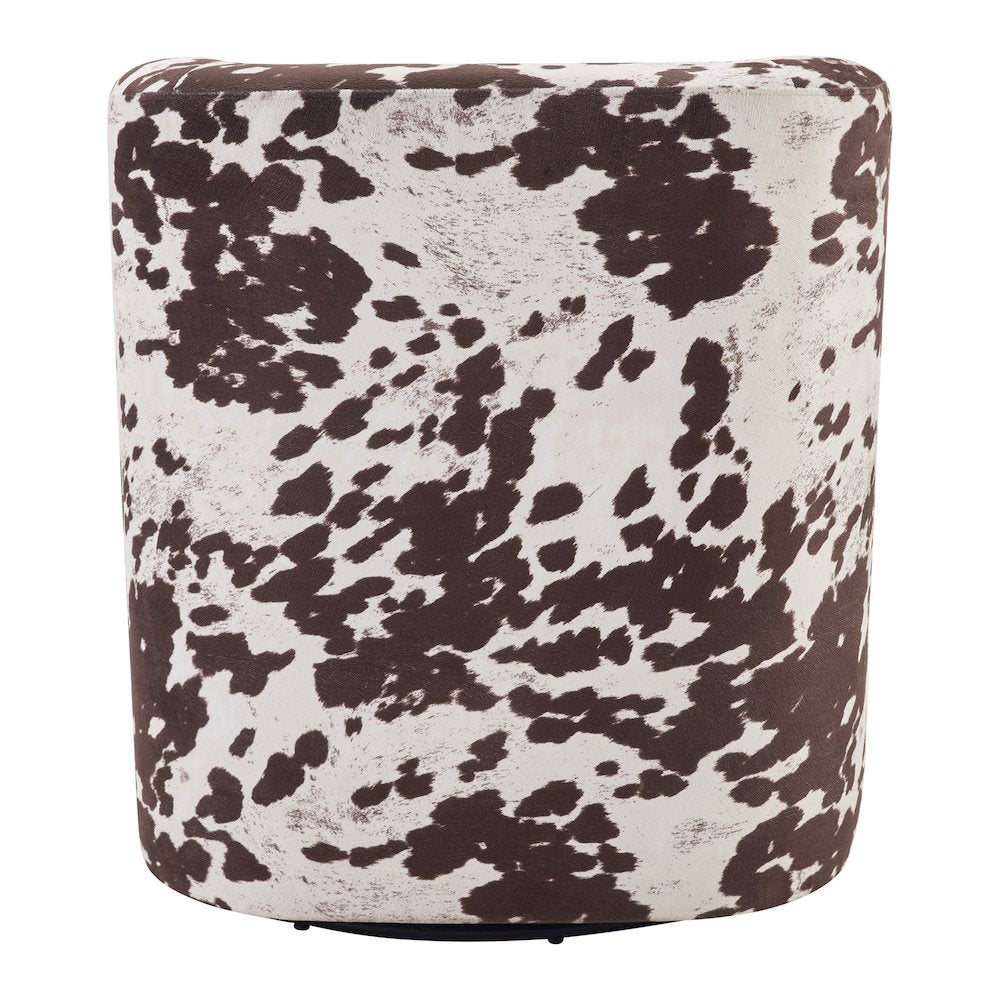 Lucia Swivel Chair in Brown Cow Fabric