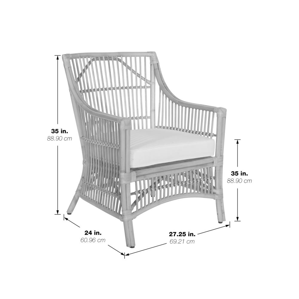 Maui Chair with Cream Cushion and Brown Washed Rattan Frame, MAU-BRS