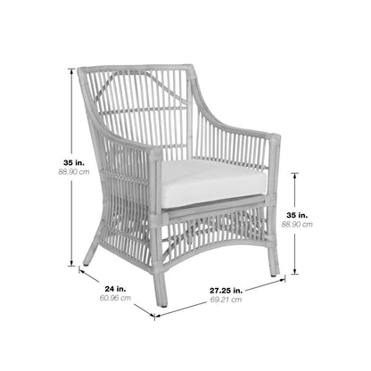 Maui Chair with Cream Cushion and Brown Washed Rattan Frame, MAU-BRS