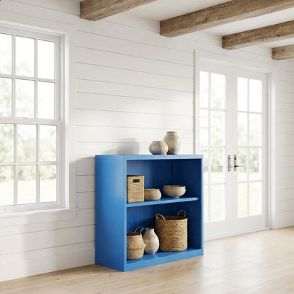 Blue Metal Bookcase with Steel Frame for Residential Use