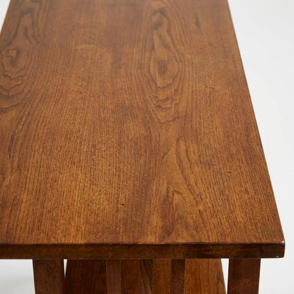 Wooden Foyer Console Table with Warm Finish and Sleek Design