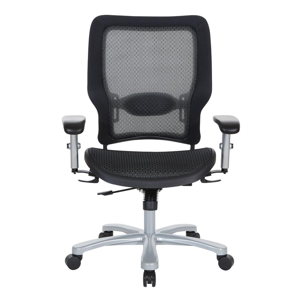Air Grid Seat and Back Big & Tall Chair with Adjustable Lumbar Support, 2-Way Adjustable Arms and Aluminum Silver Base, 63-11A653R