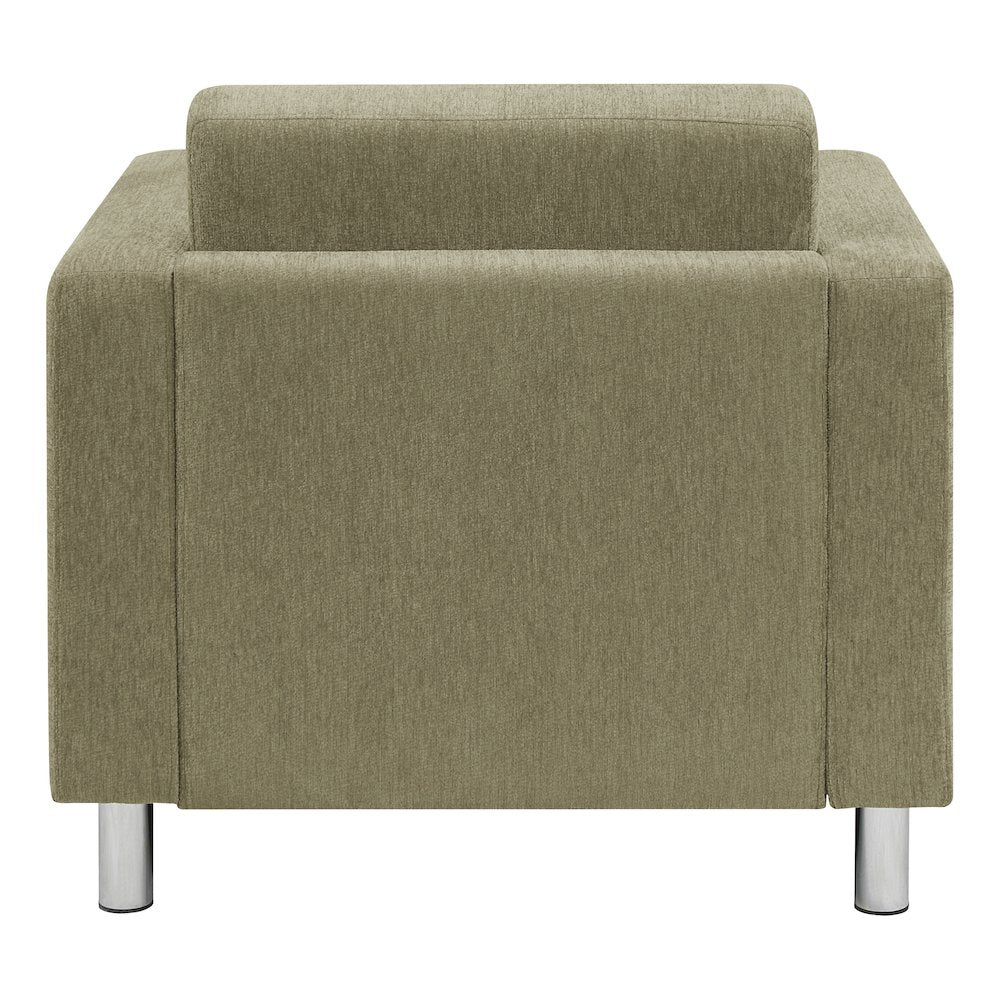Pacific Armchair in Sea Green Fabric with Chrome Legs