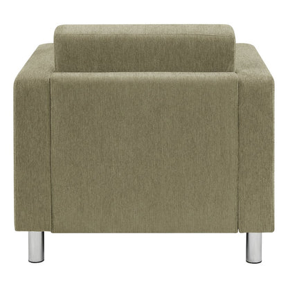 Pacific Armchair in Sea Green Fabric with Chrome Legs