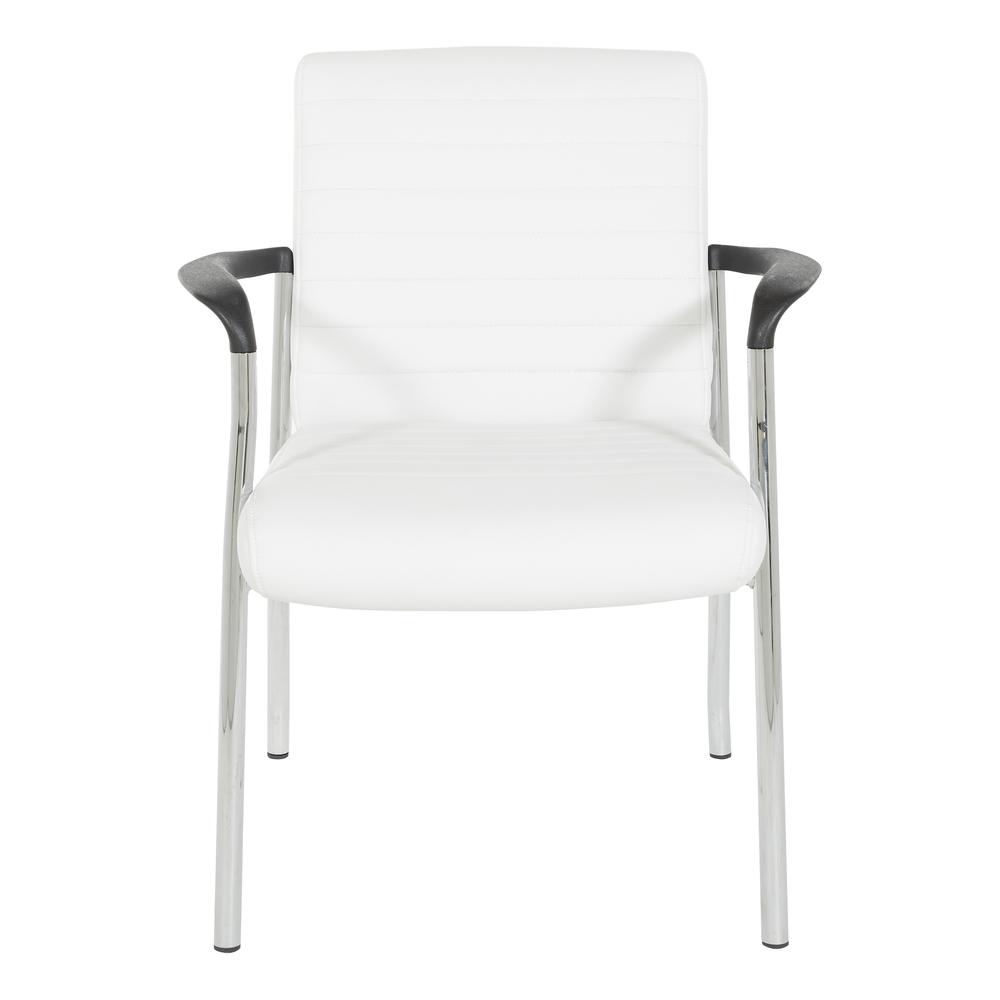 Guest Chair in White Faux Leather with Chrome Frame, FL38610C-U11