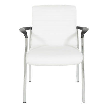 Guest Chair in White Faux Leather with Chrome Frame, FL38610C-U11
