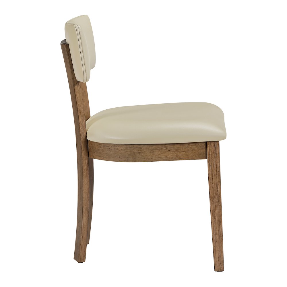 Hanson Dining Chair with Taupe Faux Leather and Medium Oak Wood, 2-Pack