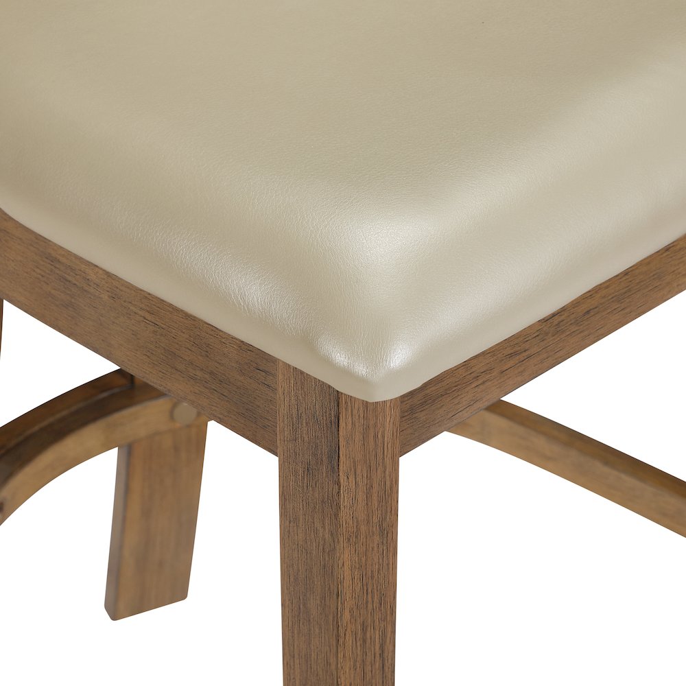 Hanson 26" Counter Stool with Taupe Faux Leather and Medium Oak Wood, 2-Pack
