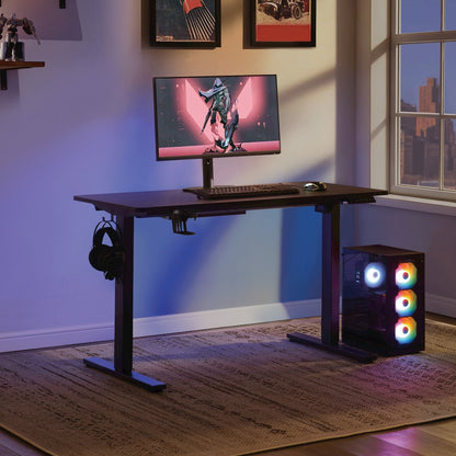 Primo 48" Electric Height Adjustable Gaming Desk in Black Carbon Fiber Finish
