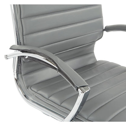 Mid-Back Manager’s Faux Leather Chair with Chrome Base, Removable Arm Sleeves.