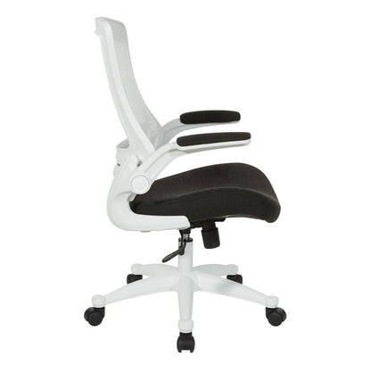 White Screen Back Manager's Chair in Linen Black Fabric, EM60926WH-F23