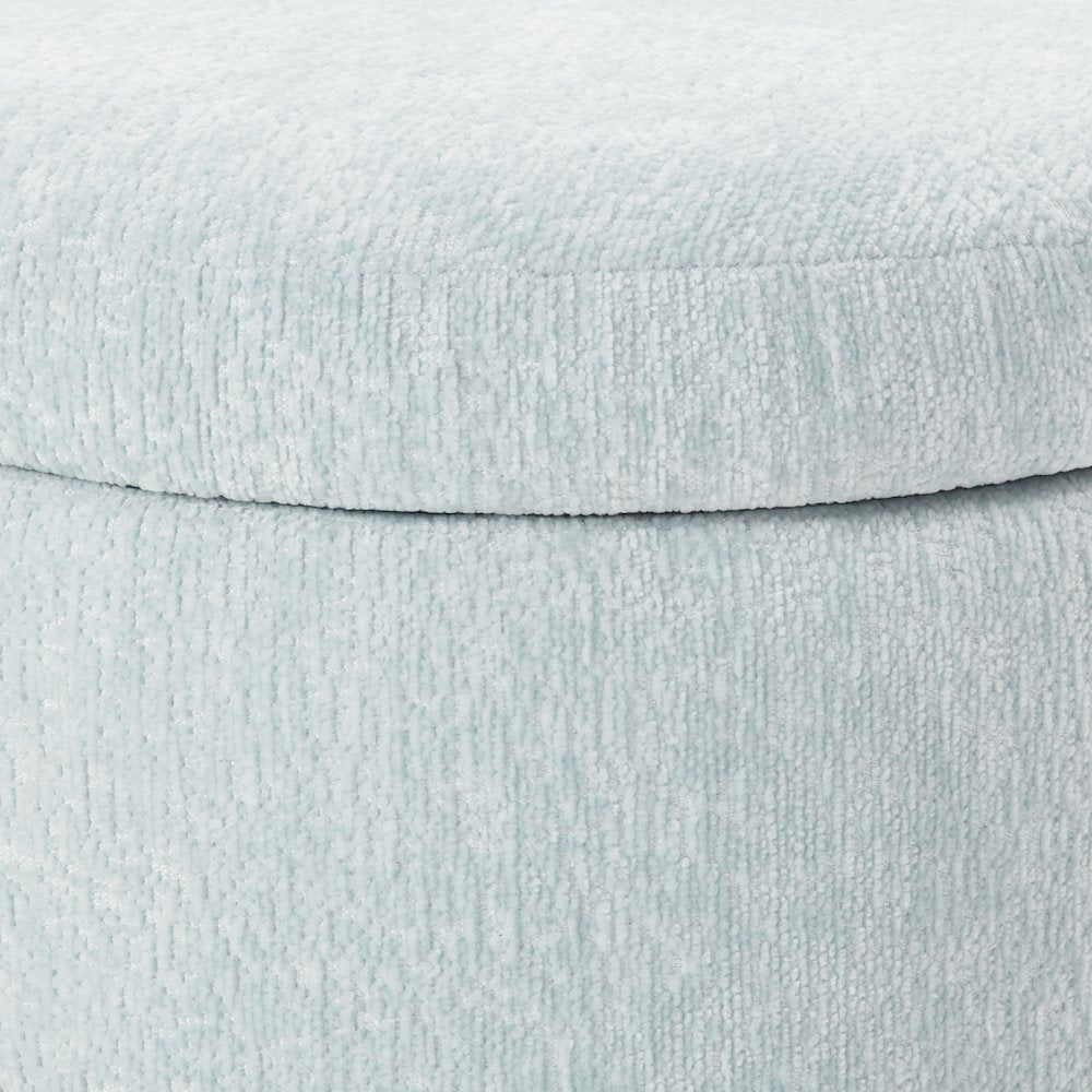 Annie Storage Ottoman in Sky Fabric with Natural Finish Legs