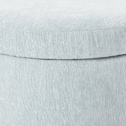 Annie Storage Ottoman in Sky Fabric with Natural Finish Legs