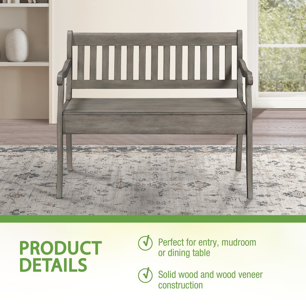 Wakefield Entryway Storage Bench Goldstone Finish