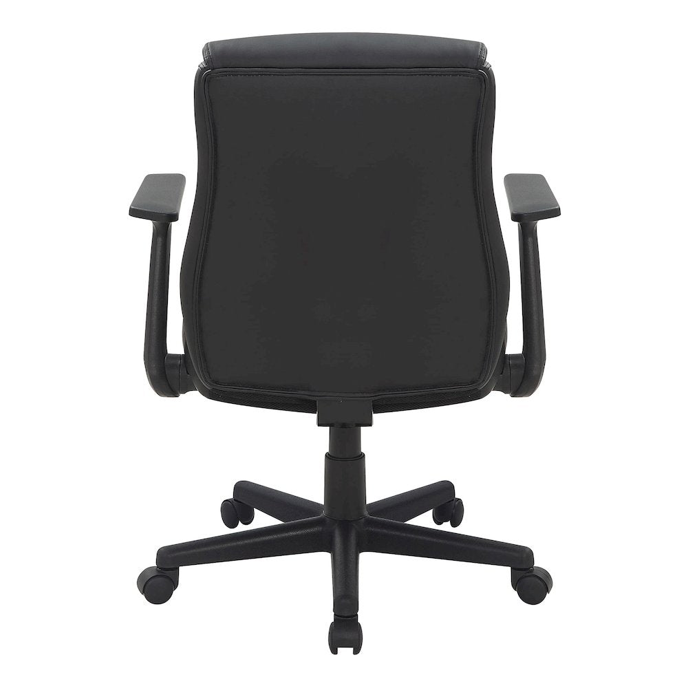 Mid-Back Managers Chair with Flip Up Arms in Black Faux Leather
