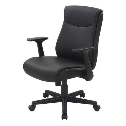 Mid-Back Managers Chair with Flip Up Arms in Black Faux Leather
