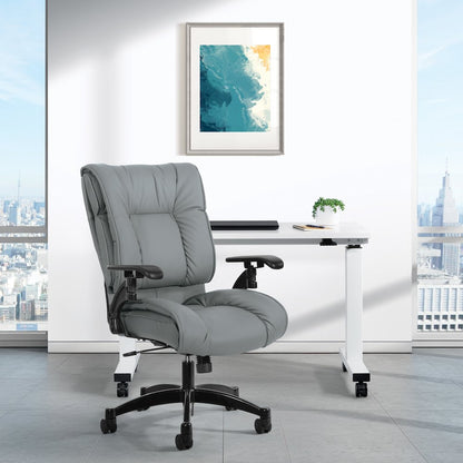Charcoal Grey Leather Conference Chair with Cantilever Arms, Steel Base
