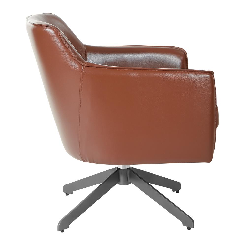 Faux Leather Guest Chair in Saddle Faux Leather with Black Base, FLH5974BK-U41