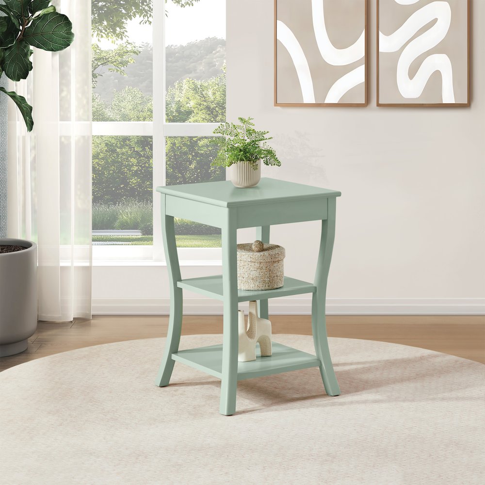 Golden Side Table in Sage Green Wood Finish