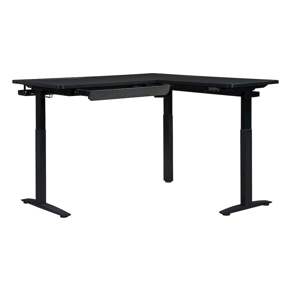 Kilo L-Shape Electric Lift Gaming Desk in Grey Carbon Fiber Finish