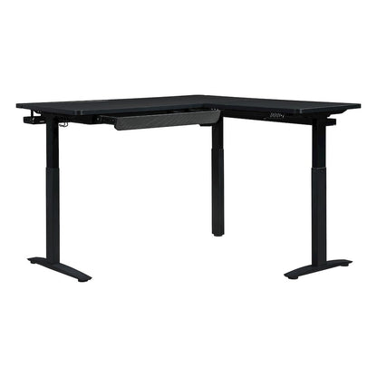 Kilo L-Shape Electric Lift Gaming Desk in Grey Carbon Fiber Finish
