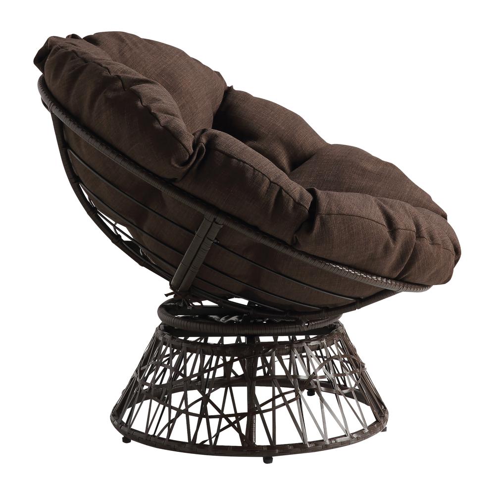 Papasan Chair with Brown Round Pillow Cushion and Brown Wicker Weave, BF25291BR-1