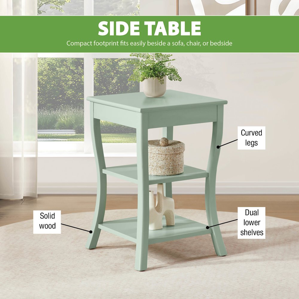 Golden Side Table in Sage Green Wood Finish