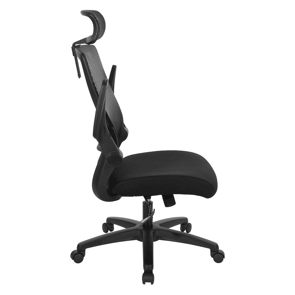Managers Chair With Mesh Back In Black Fabric Seat Molded Foam