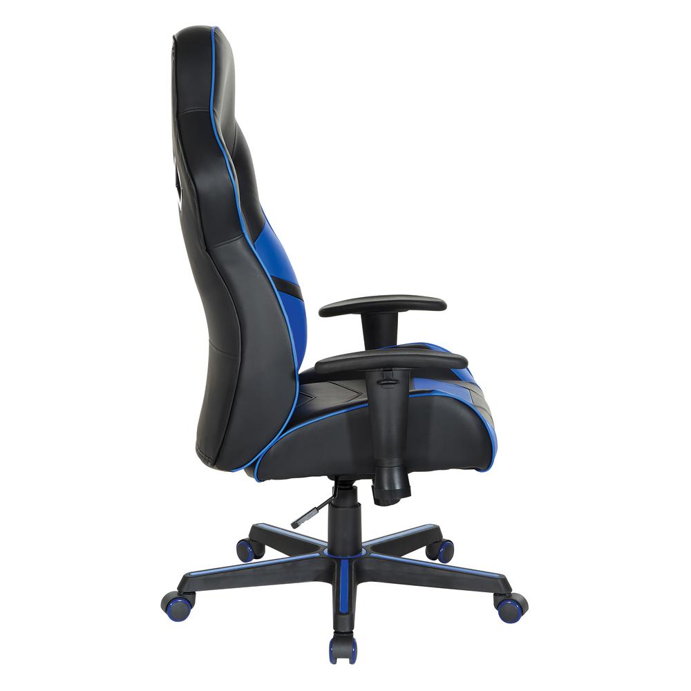 Vapor Gaming Chair in Black Faux Leather with Blue Accents, VPR25-BL