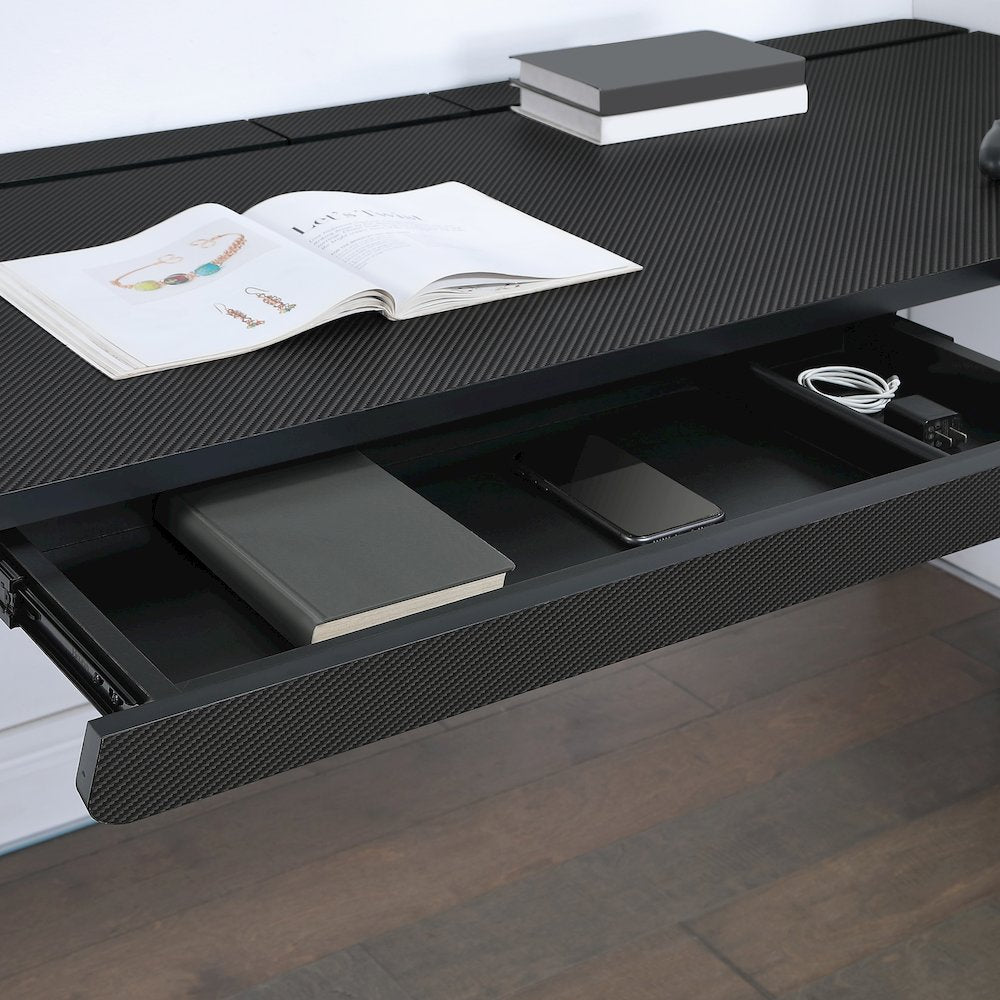 Kilo L-Shape Electric Lift Gaming Desk in Grey Carbon Fiber Finish