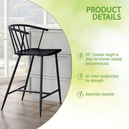 Lincoln All Metal Counter Stool in Black Finish