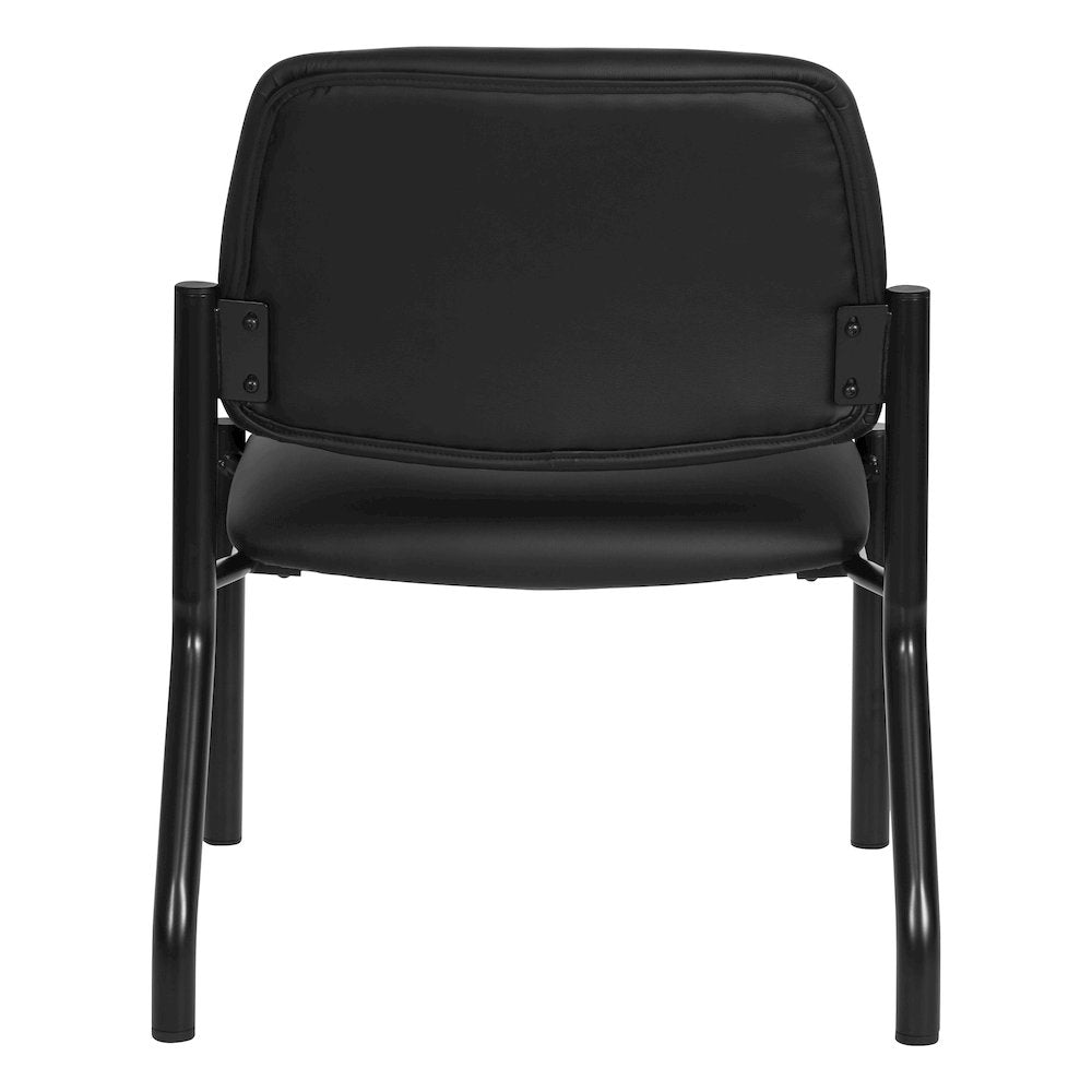 Big & Tall Armless Guest Chair in Dillon Black Fabric with Black Metal Frame