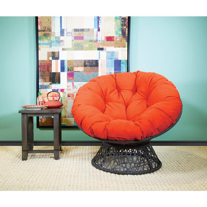 Papasan Chair with Orange cushion and Dark Grey Wicker Wrapped Frame, BF25292-18