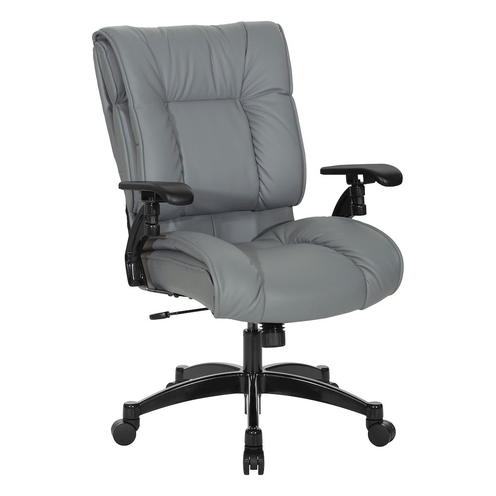 Charcoal Grey Leather Conference Chair with Cantilever Arms, Steel Base