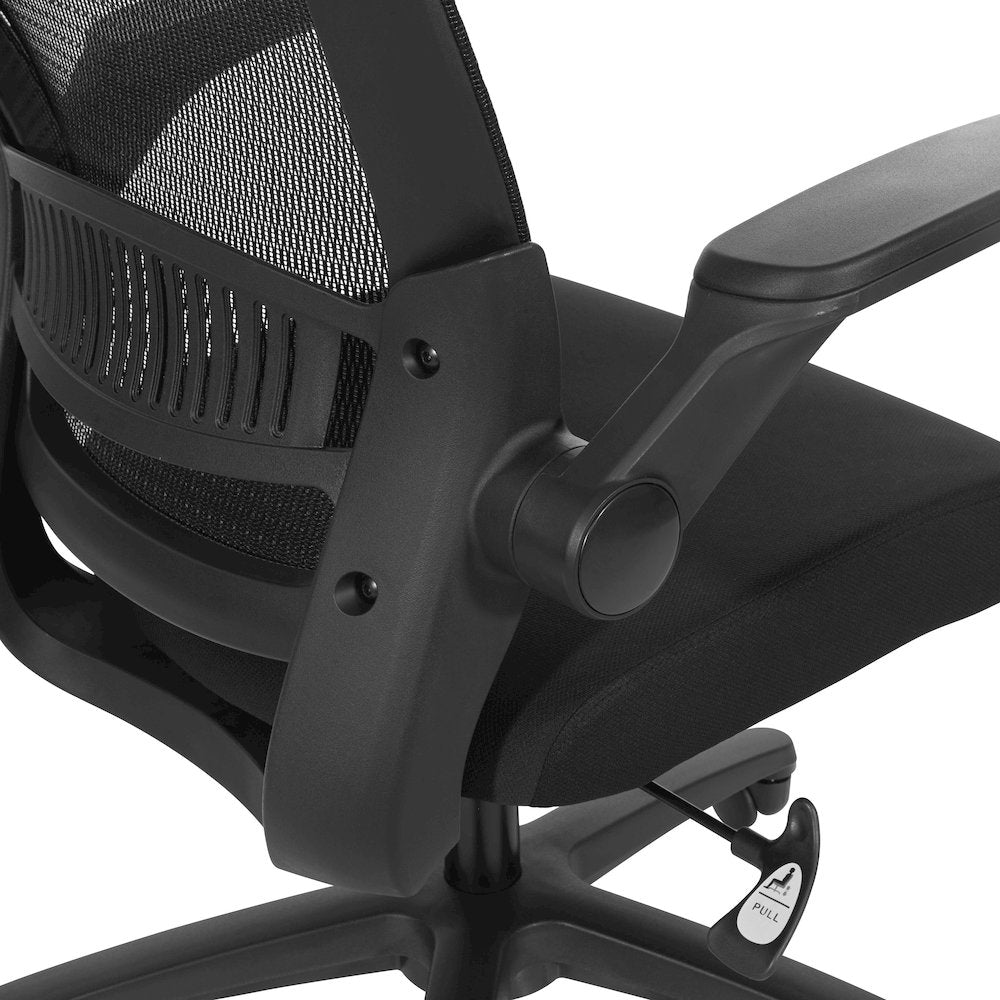 Managers Chair With Mesh Back In Black Fabric Seat Molded Foam