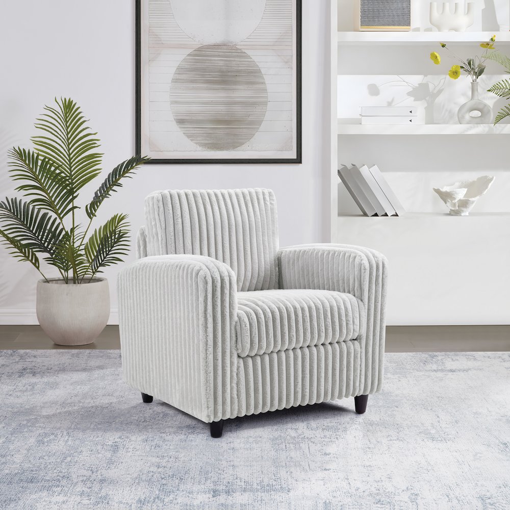 Venus Club Chair in Fog Cord Fabric and Dark Espresso Finish Legs