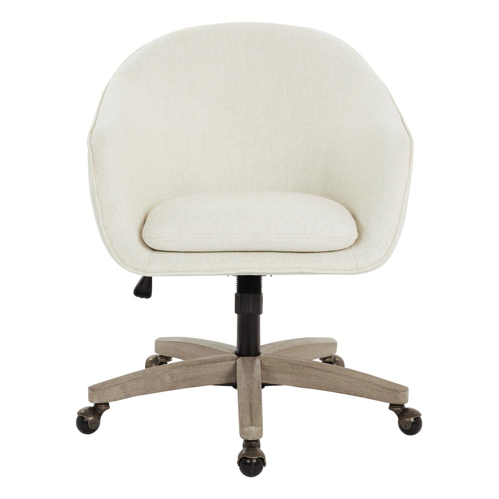 Nora Office Chair in Linen Fabric with Grey Brush Wood Base KD, NRA26-L32