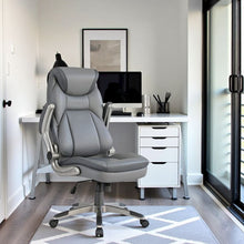 Ergonomic Leather Office Chair – Executive High Back Gray Desk Chair