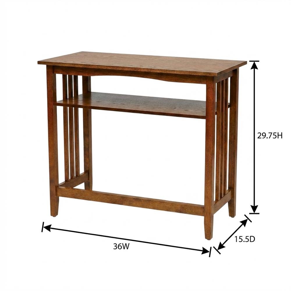 Wooden Foyer Console Table with Warm Finish and Sleek Design