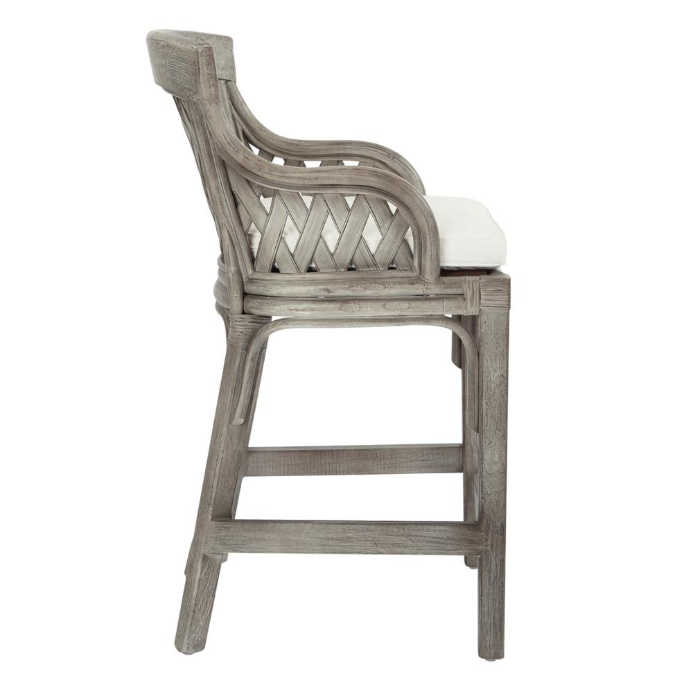 Plantation 24" Counter Stool with Grey Wood Rattan Frame Finish ASM, PLN158-GRY