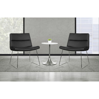 Thompson Chair in Black Faux Leather with Chrome Sled Base, THP-U6
