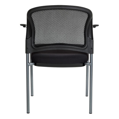 ProGrid Mesh Back with Padded Fabric Seat Visitor's Chair with Arms and Titanium Finish Frame, 86710R-30