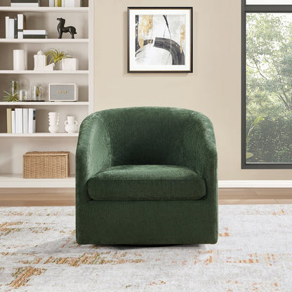 Parker Swivel Tub Chair In Green Fabric