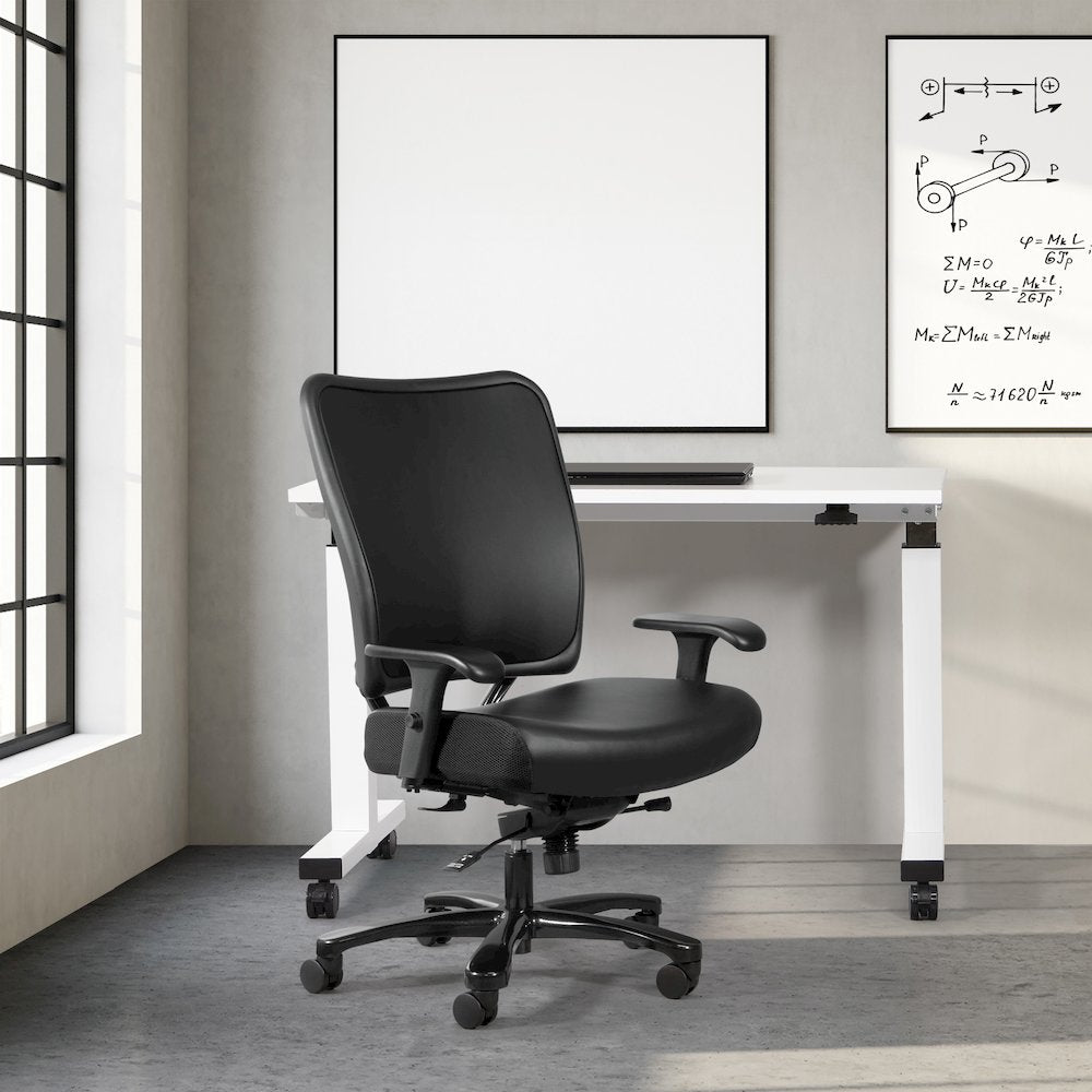 Big & Tall Dillon Black Ergonomic Chair With Black Dillon Fabric Seat