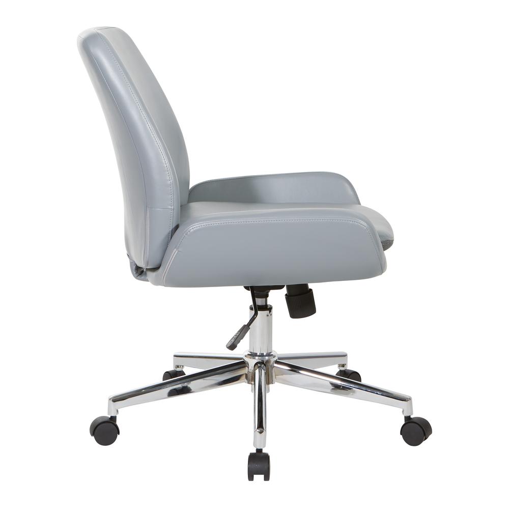 Charcoal Grey Faux Leather Chair with Chrome Finish Base, FL61903C-U42