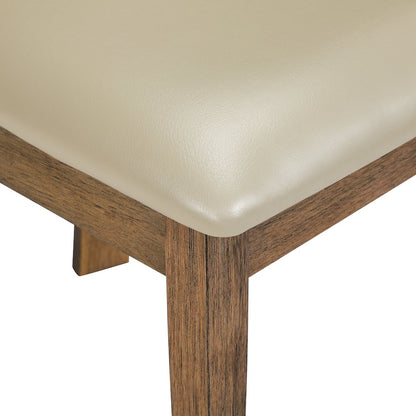 Hanson Dining Chair with Taupe Faux Leather and Medium Oak Wood, 2-Pack