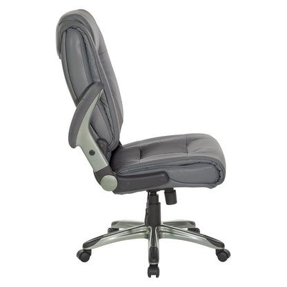 Exec Bonded Lthr Office Chair, Charcoal Grey / Titanium