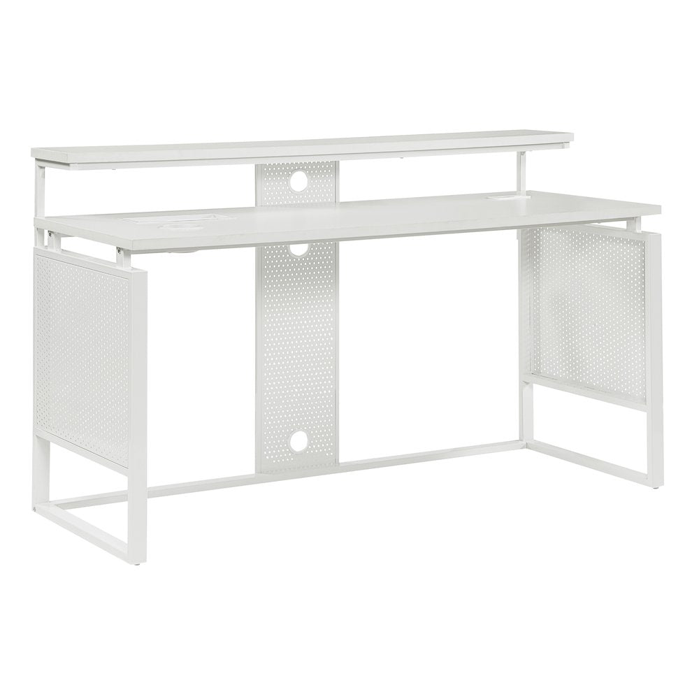 Ace 60" Desk with Hutch in White Top and White Frame