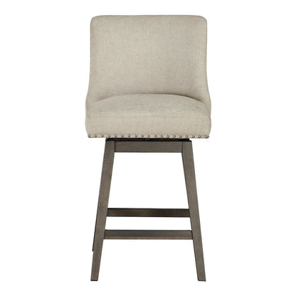 Granville 26" Swivel Counter Stool with Grey Legs in Wheat Fabric