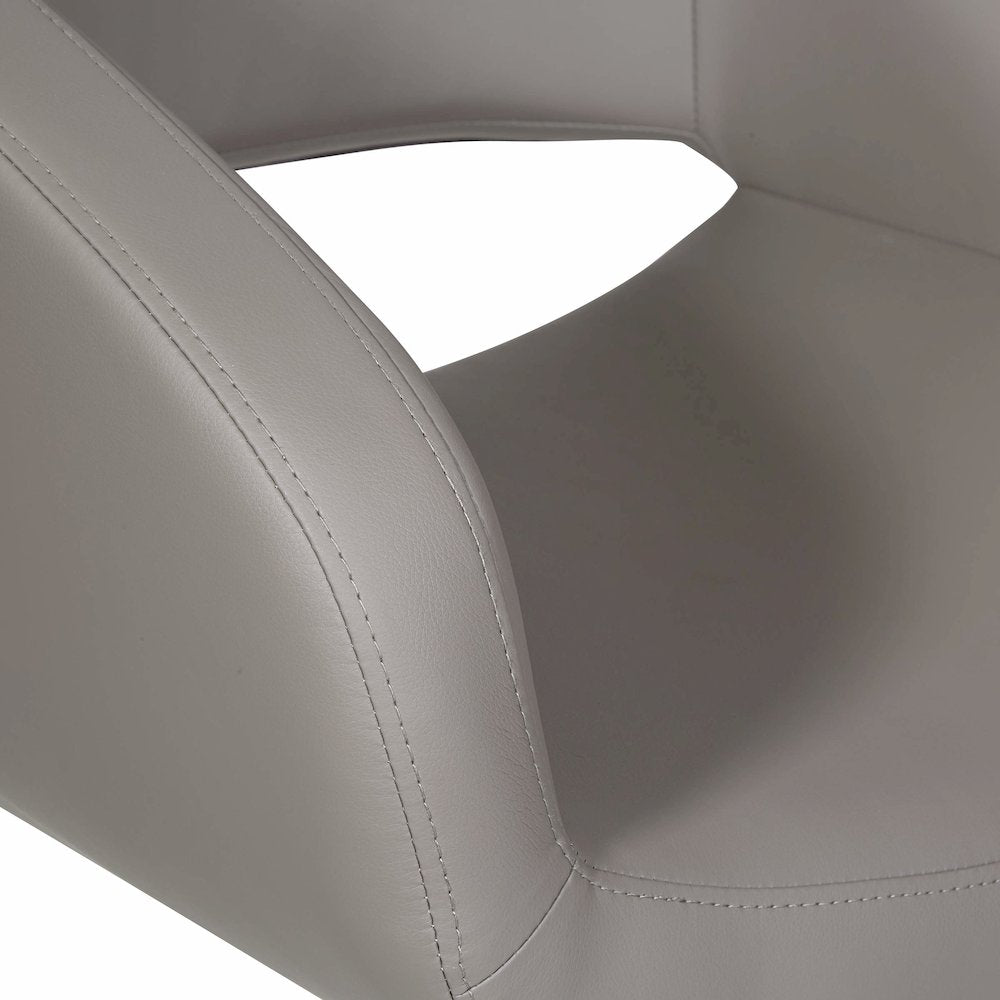 Lounge Chair in Grey Faux Leather with Chrome Base, LRL-R103